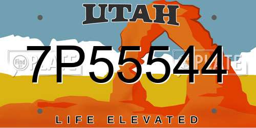 7P55544 Utah License Plate