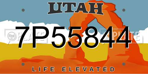 7P55844 Utah License Plate