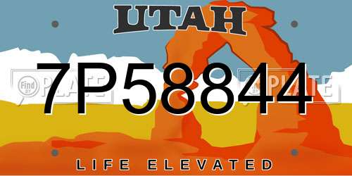7P58844 Utah License Plate