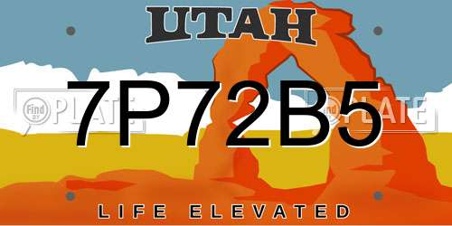 7P72B5 Utah License Plate
