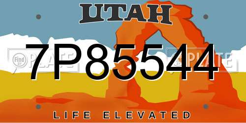 7P85544 Utah License Plate