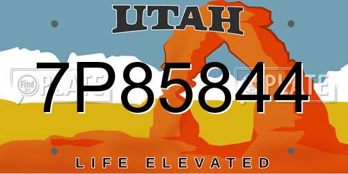 7P85844 Utah License Plate