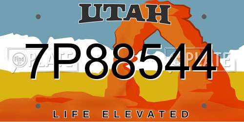 7P88544 Utah License Plate