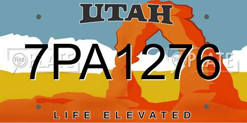 7PA1276 Utah License Plate