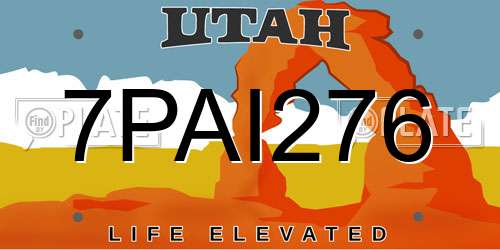 7PAI276 Utah License Plate