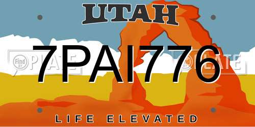 7PAI776 Utah License Plate