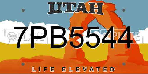 7PB5544 Utah License Plate