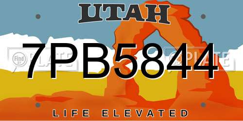7PB5844 Utah License Plate