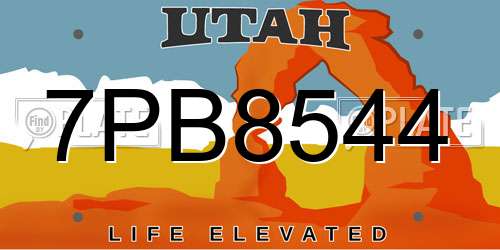 7PB8544 Utah License Plate