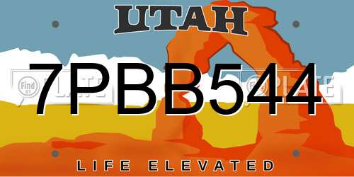 7PBB544 Utah License Plate