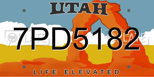 7PD5182 Utah License Plate