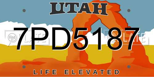 7PD5187 Utah License Plate