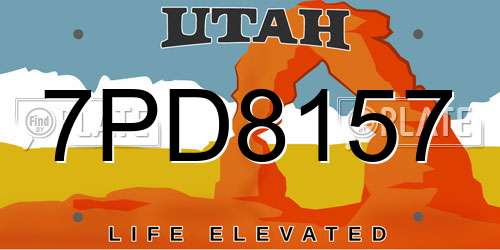 7PD8157 Utah License Plate