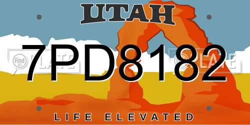 7PD8182 Utah License Plate
