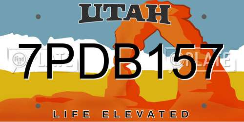 7PDB157 Utah License Plate