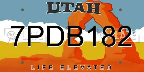 7PDB182 Utah License Plate