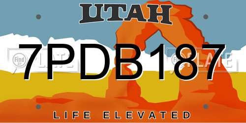 7PDB187 Utah License Plate