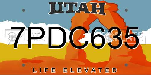 7PDC635 Utah License Plate