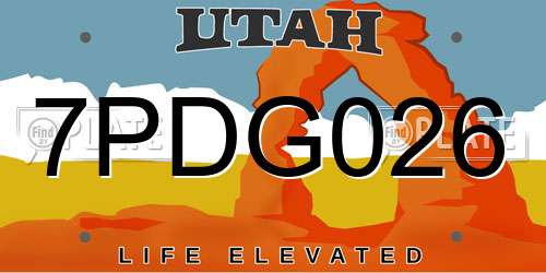 7PDG026 Utah License Plate