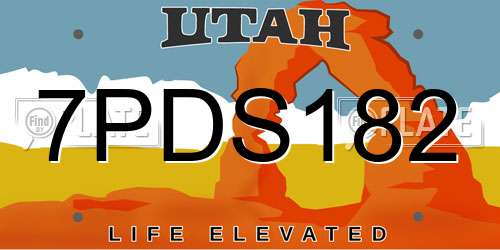 7PDS182 Utah License Plate
