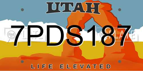 7PDS187 Utah License Plate