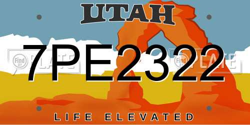 7PE2322 Utah License Plate