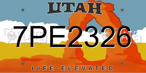 7PE2326 Utah License Plate