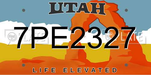 7PE2327 Utah License Plate