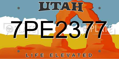 7PE2377 Utah License Plate