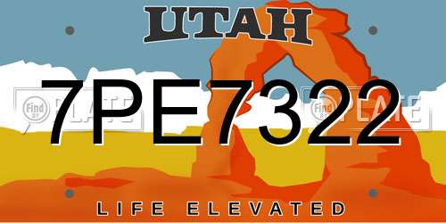 7PE7322 Utah License Plate