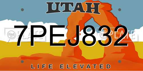 7PEJ832 Utah License Plate
