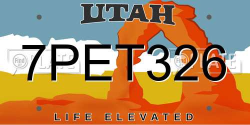7PET326 Utah License Plate