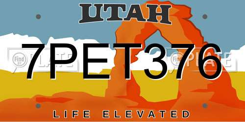 7PET376 Utah License Plate