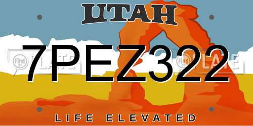 7PEZ322 Utah License Plate