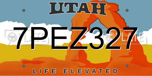 7PEZ327 Utah License Plate