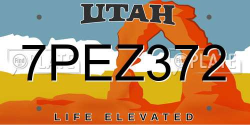 7PEZ372 Utah License Plate