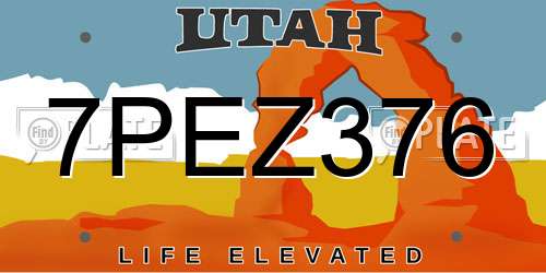 7PEZ376 Utah License Plate