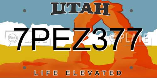 7PEZ377 Utah License Plate