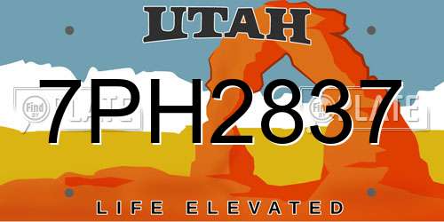 7PH2837 Utah License Plate