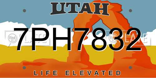 7PH7832 Utah License Plate