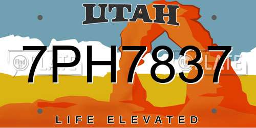 7PH7837 Utah License Plate