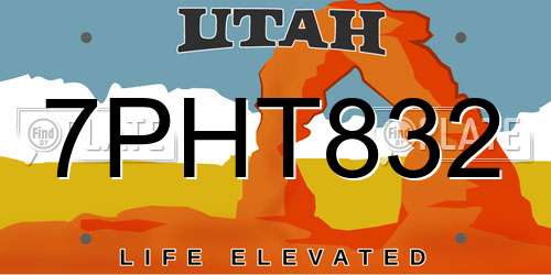 7PHT832 Utah License Plate