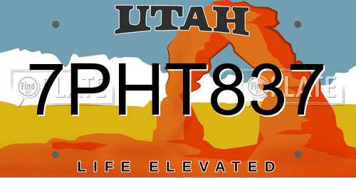 7PHT837 Utah License Plate