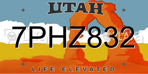 7PHZ832 Utah License Plate