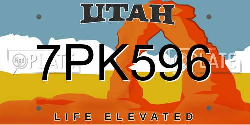 7PK596 Utah License Plate
