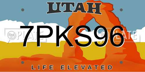 7PKS96 Utah License Plate