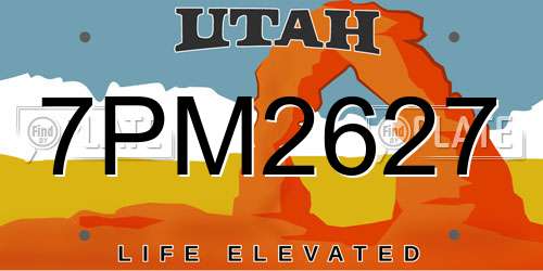 7PM2627 Utah License Plate