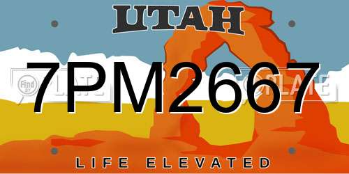 7PM2667 Utah License Plate