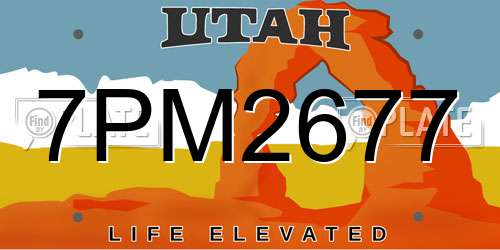 7PM2677 Utah License Plate