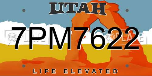 7PM7622 Utah License Plate